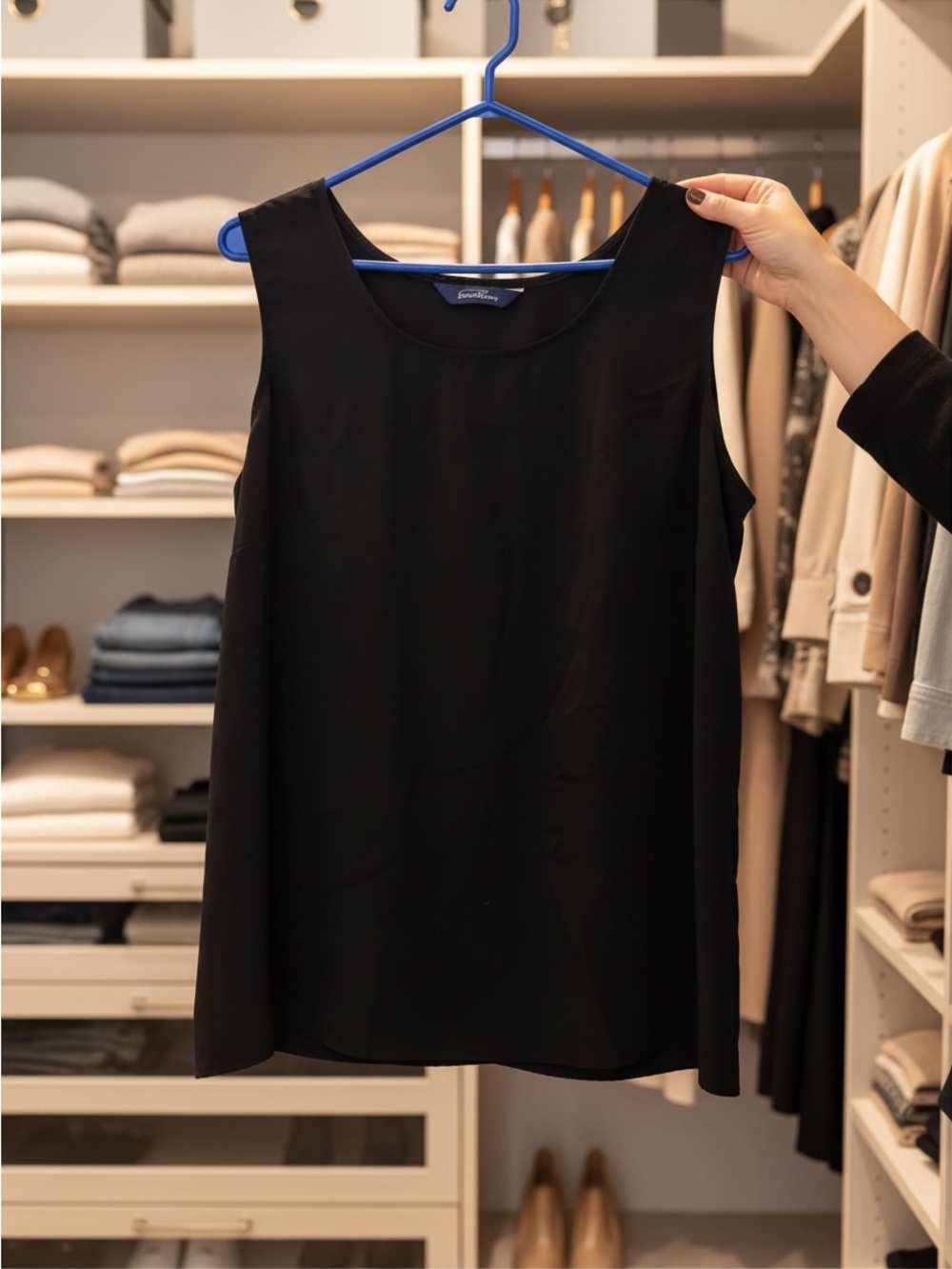 Penningtons Black Tank Top Sleeveless Blouse Size 18 Classic Basic Layering